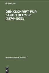 book Denkschrift für Jakob Bleyer (1874–1933)