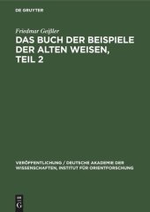 book Das Buch der Beispiele der alten Weisen, Teil 2: Einleitung, Beschreibung der Handschriften und der Drucke, Lesartenapparat, Typen-, Motiv-, Namen- und Sachverzeichnisse