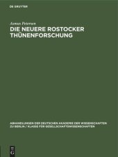 book Die neuere Rostocker Thünenforschung