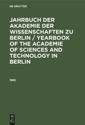 book Jahrbuch der Akademie der Wissenschaften zu Berlin / Yearbook of The Academie of Sciences and Technology in Berlin: 1989