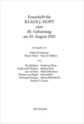 book Festschrift für Klaus J. Hopt zum 80. Geburtstag am 24. August 2020