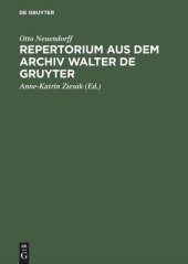 book Repertorium aus dem Archiv Walter de Gruyter