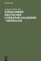 book Kürschners Deutscher Literatur-Kalender - Nekrolog: 1901–1935