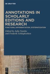 book Annotations in Scholarly Editions and Research: Functions, Differentiation, Systematization