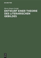 book Entwurf einer Theorie des literarischen Gebildes