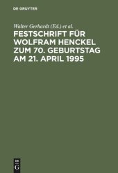 book Festschrift für Wolfram Henckel zum 70. Geburtstag am 21. April 1995