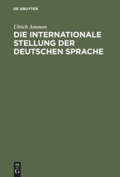 book Die internationale Stellung der deutschen Sprache