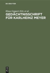 book Gedächtnisschrift für Karlheinz Meyer