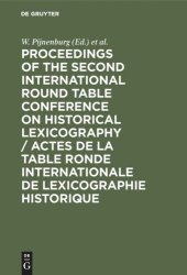 book Proceedings of the Second International Round Table Conference on Historical Lexicography / Actes de la Table Ronde Internationale de Lexicographie Historique