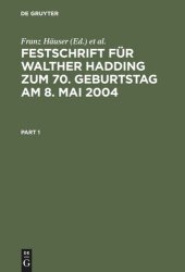 book Festschrift für Walther Hadding zum 70. Geburtstag am 8. Mai 2004