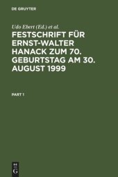 book Festschrift für Ernst-Walter Hanack zum 70. Geburtstag am 30. August 1999