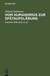 book Vom Humanismus zur Spätaufklärung: Ästhetische und kulturgeschichtliche Dimensionen der frühneuzeitlichen Lyrik und Verspublizistik in Deutschland