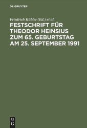 book Festschrift für Theodor Heinsius zum 65. Geburtstag am 25. September 1991