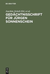 book Gedächtnisschrift für Jürgen Sonnenschein: 22. Januar 1938 bis 6. Dezember 2000