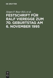 book Festschrift für Ralf Vieregge zum 70. Geburtstag am 6. November 1995