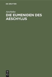 book Die Eumeniden des Aeschylus