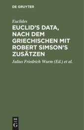 book Euclid’s Data, nach dem Griechischen mit Robert Simson’s Zusätzen