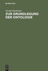 book Zur Grundlegung der Ontologie