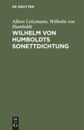 book Wilhelm von Humboldts Sonettdichtung