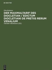 book Der Maximaltarif des Diocletian / Edictum Diocletiani de pretiis rerum venalium