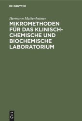 book Mikromethoden für das klinisch-chemische und biochemische Laboratorium