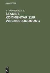 book Staub’s Kommentar zur Wechselordnung