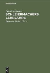 book Schleiermachers Lehrjahre