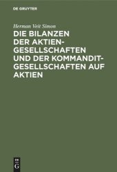 book Die Bilanzen der Aktiengesellschaften und der Kommanditgesellschaften auf Aktien