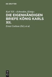 book Die eigenhändigen Briefe König Karls XII.