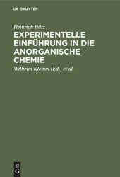 book Experimentelle Einführung in die anorganische Chemie