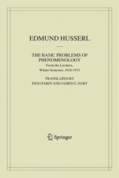 book The Basic Problems of Phenomenology: From the Lectures, Winter Semester, 1910–1911