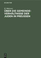 book Über die Gemeinde-Verhältnisse der Juden in Preußen