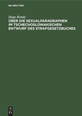 book Über die Sexualparagraphen im tschechoslowakischen Entwurf des Strafgesetzbuches