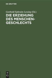 book Die Erziehung des Menschengeschlechts