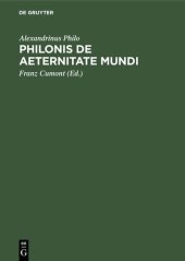 book Philonis De aeternitate mundi