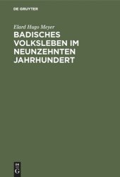 book Badisches Volksleben im neunzehnten Jahrhundert