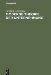 book Moderne Theorie der Unternehmung