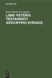 book Libri Veteris Testamenti Apocryphi Syriace