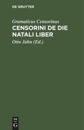 book Censorini De die natali liber