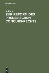 book Zur Reform des preussischen Concurs-Rechts