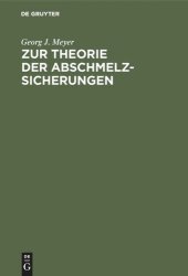 book Zur Theorie der Abschmelzsicherungen