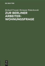 book Zur Berliner Arbeiterwohnungsfrage: Ein Beitrag