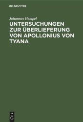 book Untersuchungen zur Überlieferung von Apollonius von Tyana