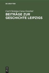 book Beiträge zur Geschichte Leipzigs