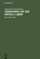 book Censorini De Die Natali Liber