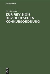 book Zur Revision der deutschen Konkursordnung