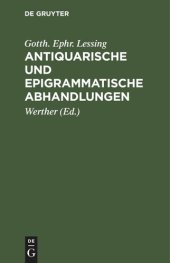 book Antiquarische und epigrammatische Abhandlungen