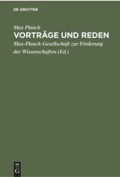 book Vorträge und Reden: Aus Anlass seines 100. Geburtstages (23. April 1958)