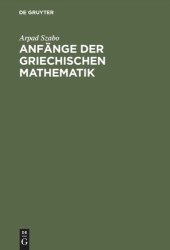 book Anfänge der griechischen Mathematik