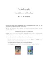 book Crystallography Materials Science and Metallurgy